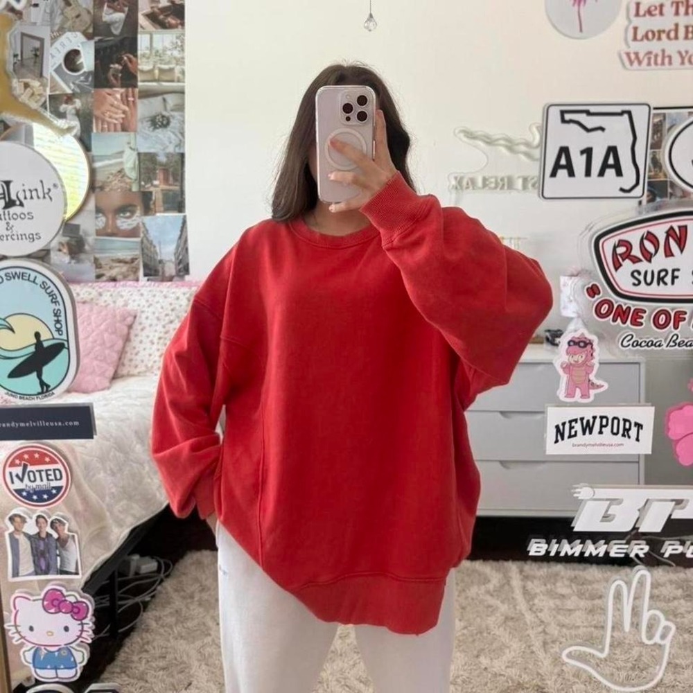 bright red aerie crewneck sweatshirt